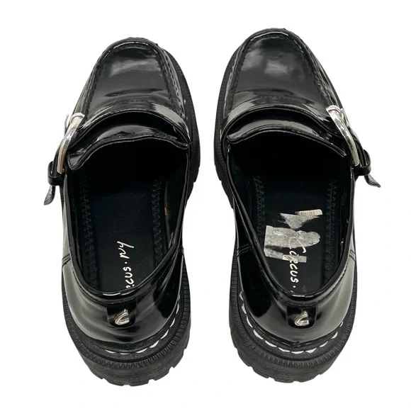 Sam Edelman Circus Everly Black Patent Platform Chunky Lug Loafers Women’s 8.5 - Picture 9 of 14